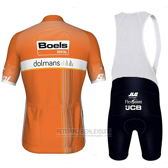 2018 Fahrradbekleidung Boels Dolmans Orange Trikot Kurzarm und Tragerhose